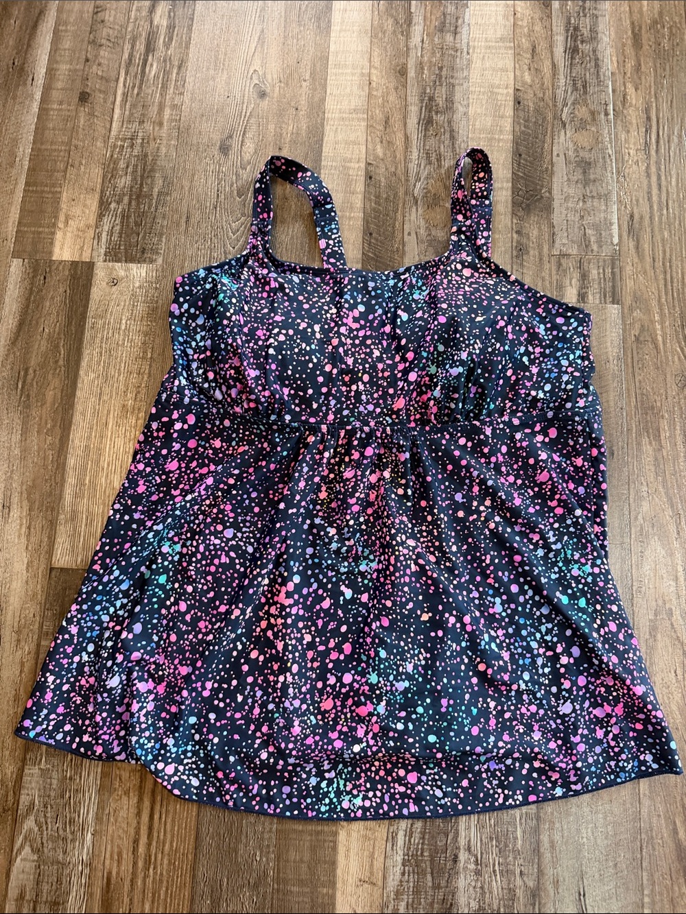 NWT Holipick navy One-Piece Swimdress with Pink & Teal Splatter Print Sz 20w
